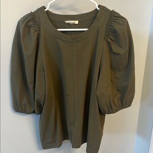 Madewell Green Puff Sleeve Blouse